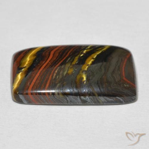 Matriz Olho de Tigre Multicolorido Natural 17.51ct, Almofada, Opaco