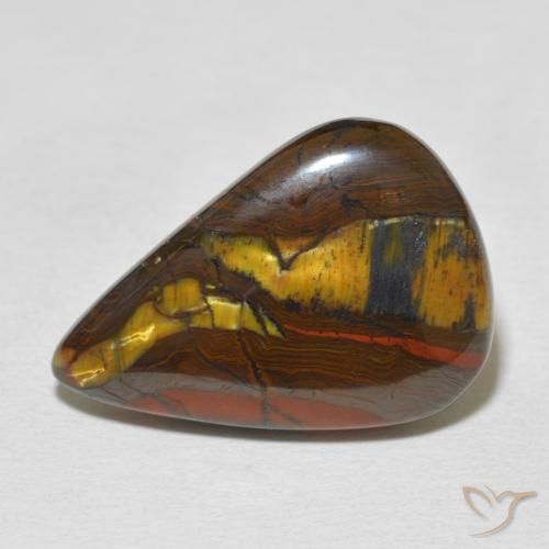 16.40ct Natural Multicolorido Matriz Olho de Tigre, Formato de pêra, Opaco