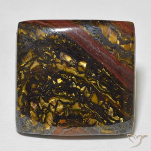 41.55ct Natural Multicolorido Matriz Olho de Tigre, Quadrado, Opaco