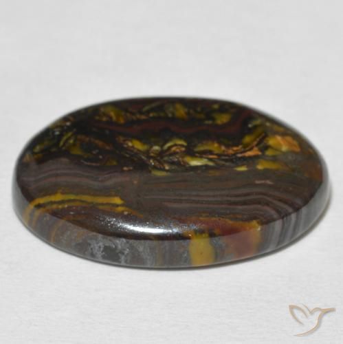 Matriz Olho de Tigre Multicolorido Natural 21.65ct, oval, Opaco