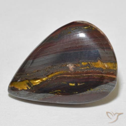 27.18ct Natural Multicolorido Matriz Olho de Tigre, Formato de pêra, Opaco