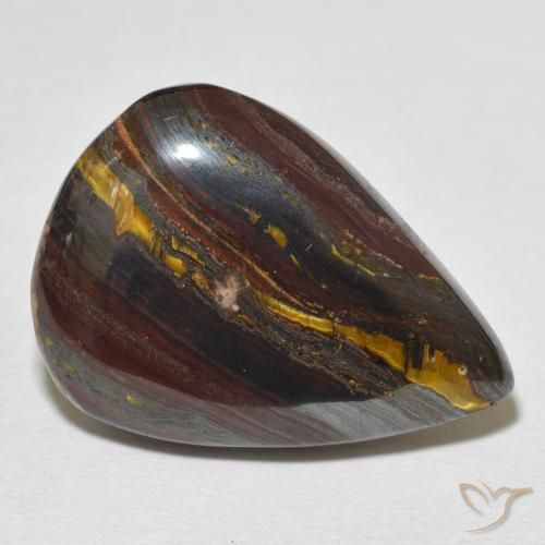 Matriz Olho de Tigre Multicolorido Natural 27.18ct, Formato de pêra, Opaco