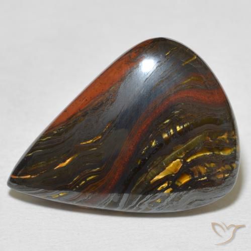 20.61ct Natural Multicolorido Matriz Olho de Tigre, Formato de pêra, Opaco