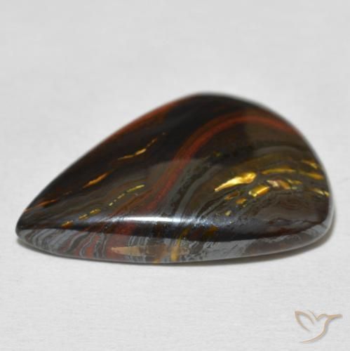 Matriz Olho de Tigre Multicolorido Natural 20.61ct, Formato de pêra, Opaco