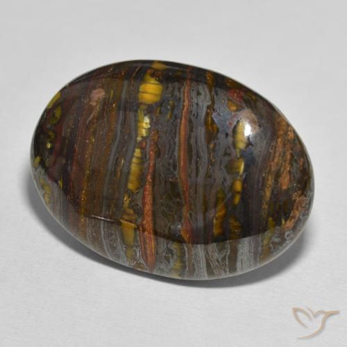 Matriz Olho de Tigre Multicolorido Natural 44.10ct, oval, Opaco