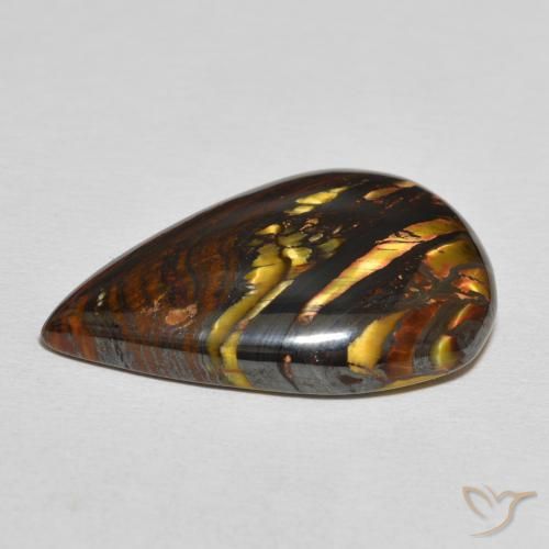 Matriz Olho de Tigre Multicolorido Natural 29.62ct, Formato de pêra, Opaco