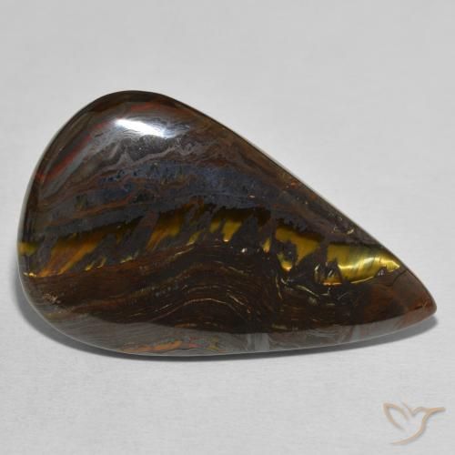 Matriz Olho de Tigre Multicolorido Natural 38.25ct, Formato de pêra, Opaco