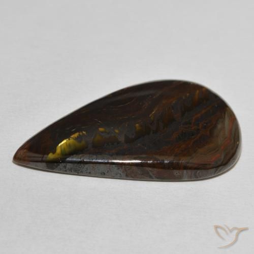 Matriz Olho de Tigre Multicolorido Natural 38.25ct, Formato de pêra, Opaco
