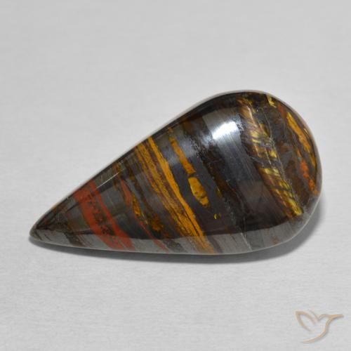 31.01ct Natural Multicolorido Matriz Olho de Tigre, Formato de pêra, Opaco