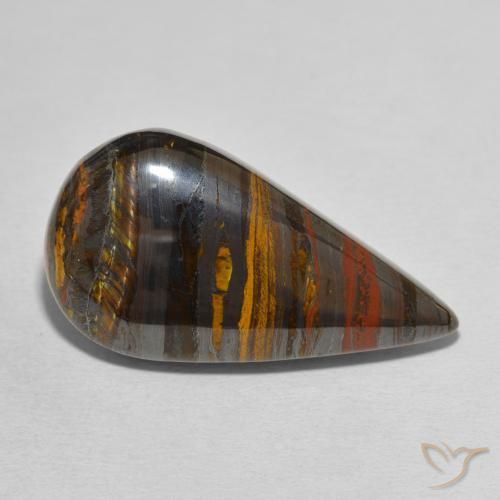 Matriz Olho de Tigre Multicolorido Natural 31.01ct, Formato de pêra, Opaco