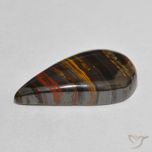 Matriz Olho de Tigre Multicolorido Natural 31.01ct, Formato de pêra, Opaco