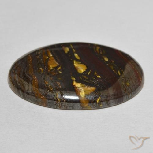 Matriz Olho de Tigre Multicolorido Natural 44.82ct, oval, Opaco
