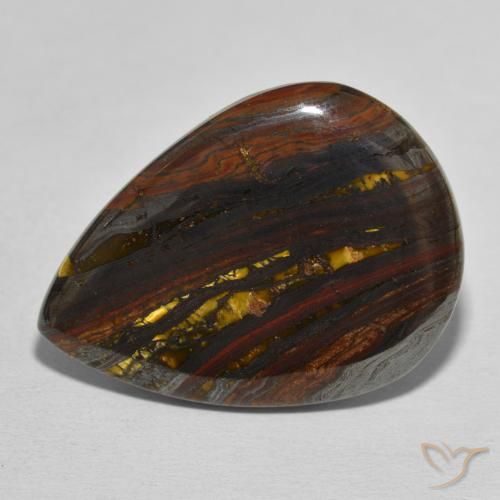 40.33ct Natural Multicolorido Matriz Olho de Tigre, Formato de pêra, Opaco
