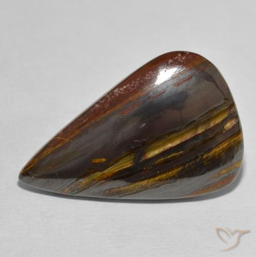 39.70ct Natural Multicolorido Matriz Olho de Tigre, Formato de pêra, Opaco
