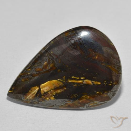 39.31ct Natural Multicolorido Matriz Olho de Tigre, Formato de pêra, Opaco