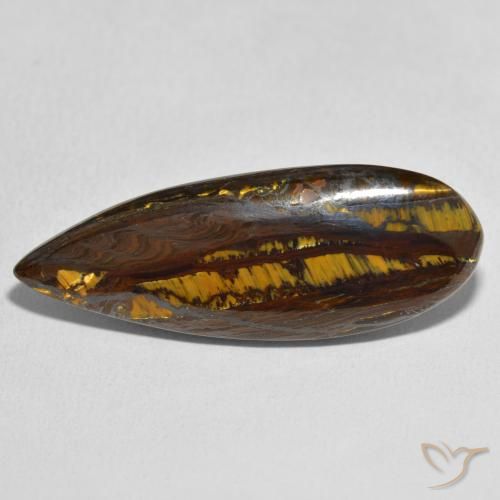 27.49ct Natural Multicolorido Matriz Olho de Tigre, Formato de pêra, Opaco