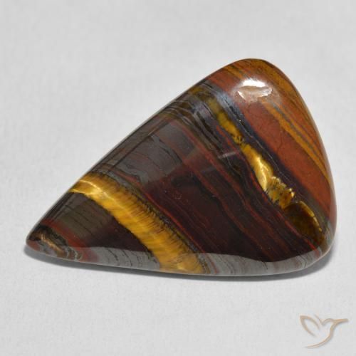 25.07ct Natural Multicolorido Matriz Olho de Tigre, Formato de pêra, Opaco