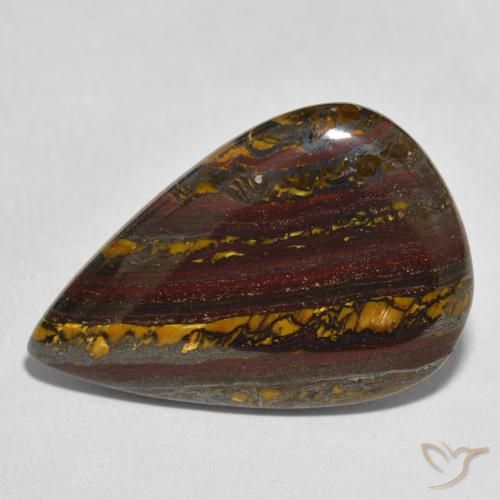 26.73ct Natural Multicolorido Matriz Olho de Tigre, Formato de pêra, Opaco