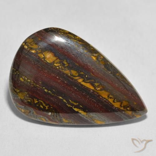 Matriz Olho de Tigre Multicolorido Natural 26.73ct, Formato de pêra, Opaco