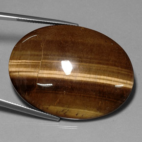Tiger's eye marrom natural 75,05ct, corte oval, opaco
