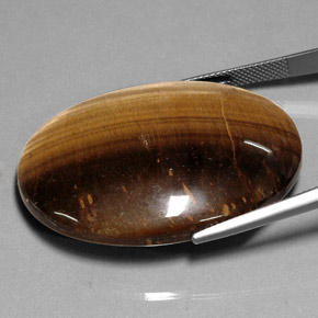 Tiger's eye marrom natural 75,05ct, corte oval, opaco