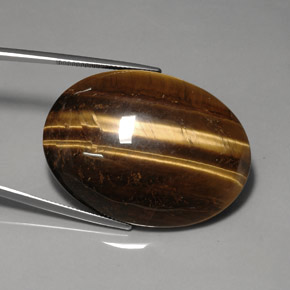 Tiger's eye marrom natural 76,92ct, corte oval, opaco
