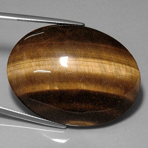 Tiger's eye marrom natural 76,52ct, corte oval, opaco