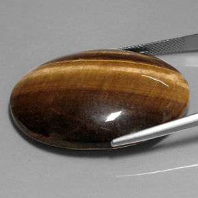 Tiger's eye marrom natural 76,52ct, corte oval, opaco