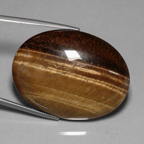 Tiger's eye marrom natural 80,28ct, corte oval, opaco