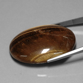 Tiger's eye marrom natural 80,28ct, corte oval, opaco