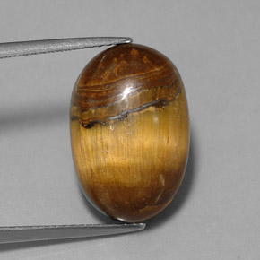 Tiger's eye marrom natural 12,90ct, corte oval, opaco