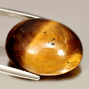 Olho de Tigre Dourado Marrom Natural 24.55ct, Corte Oval, Opaco