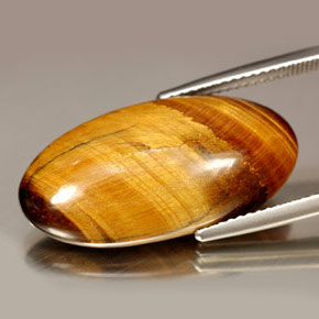 Olho de Tigre Dourado Marrom Natural 14.67ct, Corte Oval, Opaco