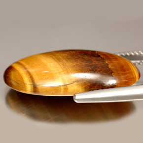 Olho de Tigre Dourado Marrom Natural 14.67ct, Corte Oval, Opaco