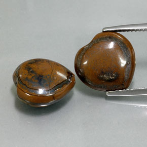 Pedras preciosas de tiger's eye multicolorido natural de  ct, formato de coração, opaco