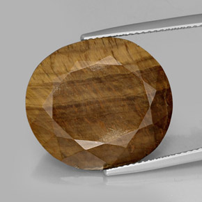 Tiger's eye marrom natural 16,94ct, corte oval, opaco