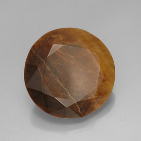 Tiger's eye marrom natural 19,72ct, corte redondo, opaco