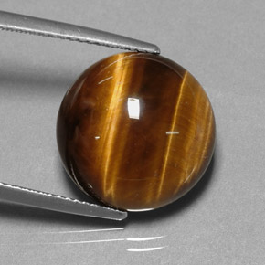 Tiger's eye marrom natural 11,38ct, corte redondo, opaco