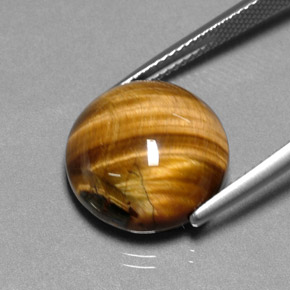 Olho de Tigre Dourado Marrom Natural 11.83ct, Corte Redondo, Opaco