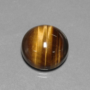 Olho de Tigre Dourado Marrom Natural 12.84ct, Corte Redondo, Opaco