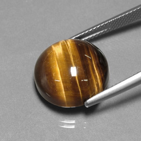 Olho de Tigre Dourado Marrom Natural 12.84ct, Corte Redondo, Opaco