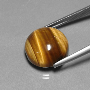 Olho de Tigre Dourado Marrom Natural 12.16ct, Corte Redondo, Opaco