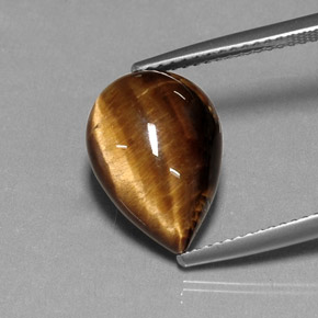 Tiger's eye marrom natural 5,33ct, formato de pêra, opaco