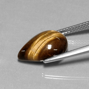 Tiger's eye marrom natural 5,17ct, formato de pêra, opaco