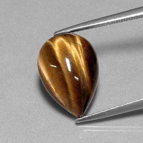 Tiger's eye marrom natural 5,36ct, formato de pêra, opaco