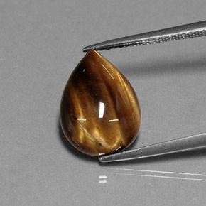 Tiger's eye marrom natural 5,55ct, formato de pêra, opaco