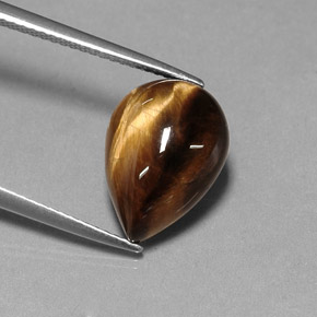 Olho de Tigre Dourado Marrom Natural 5.31ct, Formato de pêra, Opaco