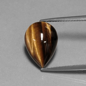 Tiger's eye marrom natural 5,27ct, formato de pêra, opaco