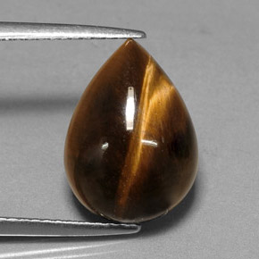 Tiger's eye marrom natural 5,23ct, formato de pêra, opaco
