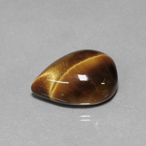 Olho de Tigre Dourado Marrom Natural 5.09ct, Formato de pêra, Opaco
